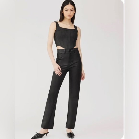 dl1961 emilie straight ultra high rise vintage black coated 27 NWT - Picture 1 of 8